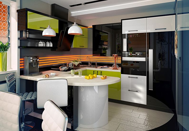 Moderný dizajn interiéru kuchyne