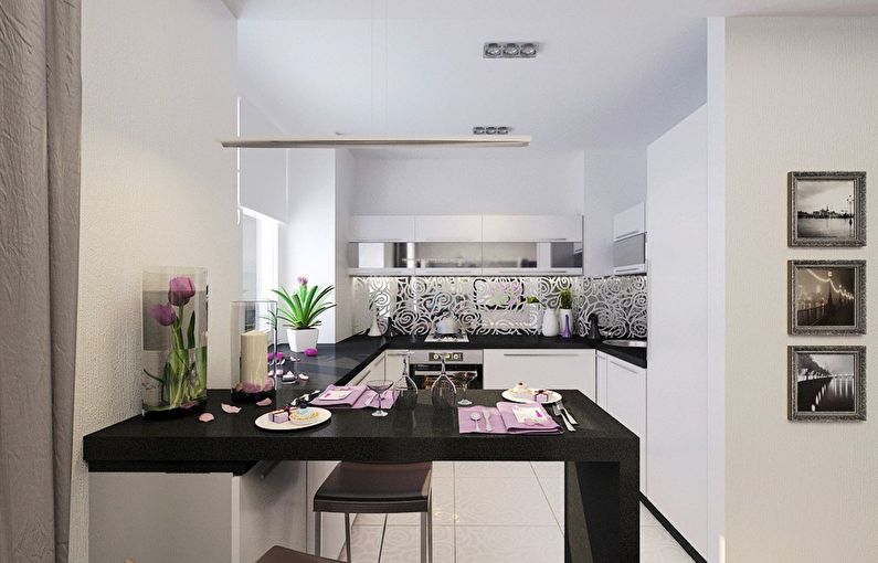 Moderná biela kuchyňa - interiérový dizajn