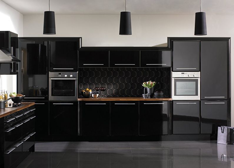 Moderne svart kjøkken - interiørdesign
