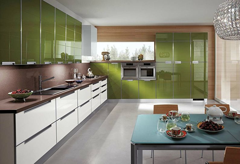 Moderná zelená kuchyňa - interiérový dizajn