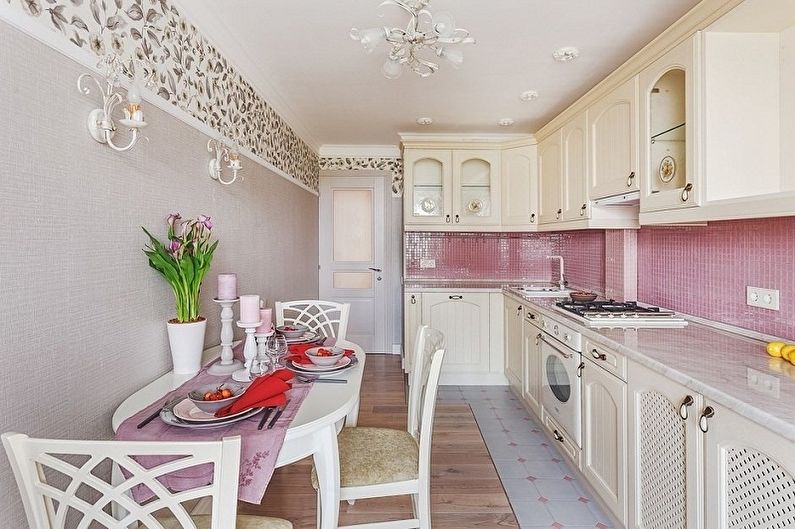 Cocina rosa de estilo provenzal - Diseño de interiores