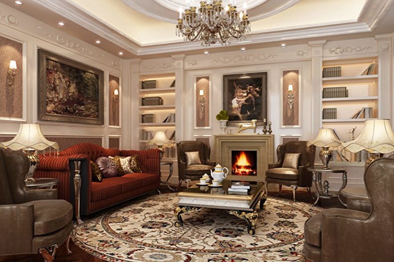 Sala de estar - Diseño de apartamento de estilo clásico