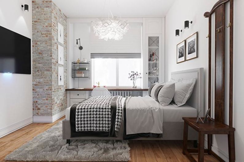 Dormitor - design de apartament în stil scandinav