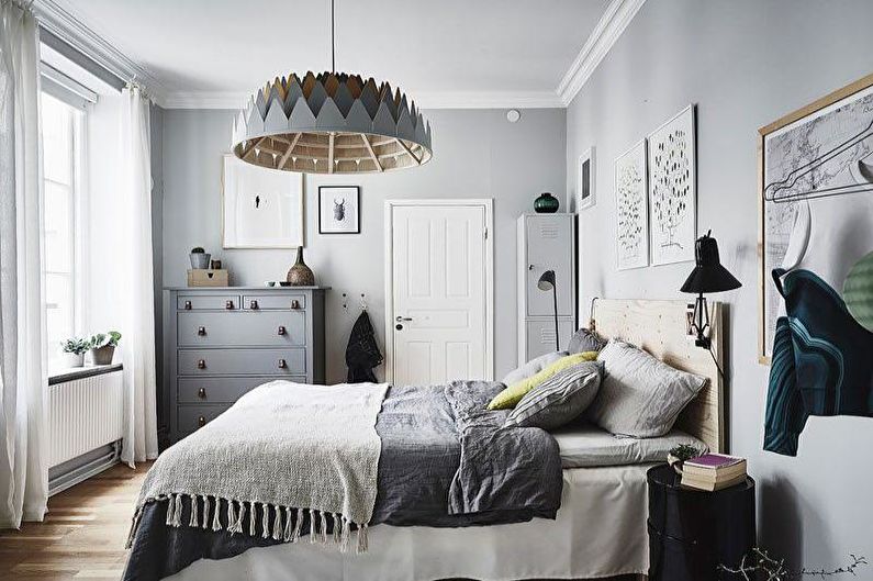 Spálňa - dizajn bytu v škandinávskom štýle