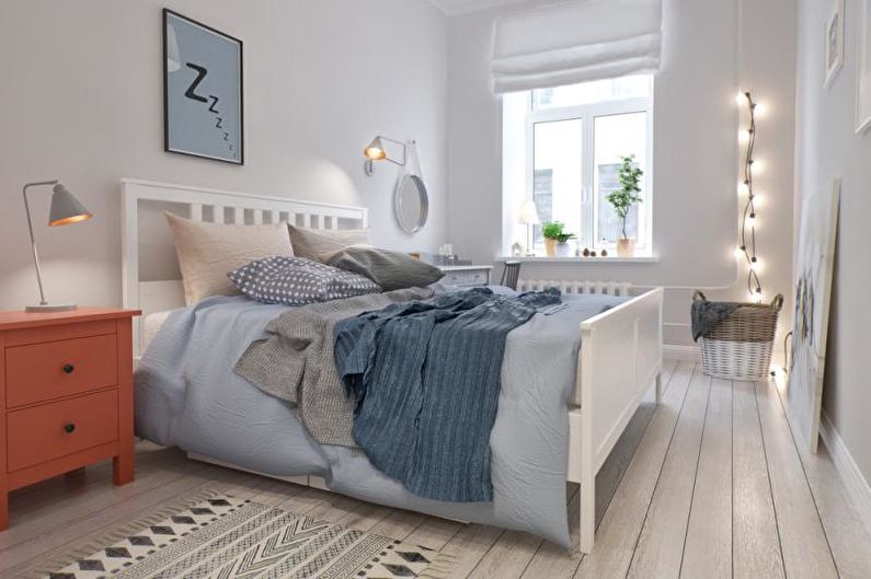 Spálňa - dizajn bytu v škandinávskom štýle