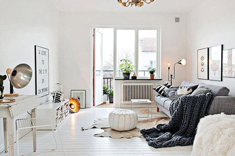 Notranja zasnova stanovanja v skandinavskem slogu - fotografija