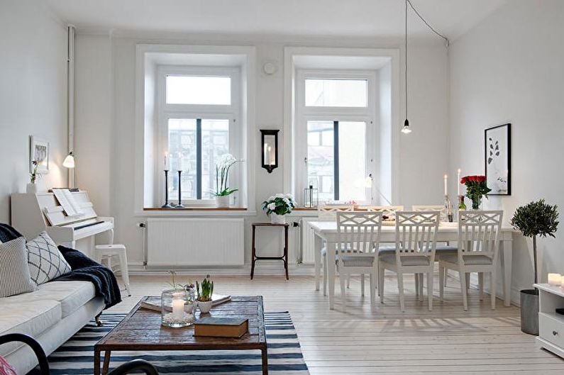 Dnevna soba - zasnova stanovanja v skandinavskem slogu