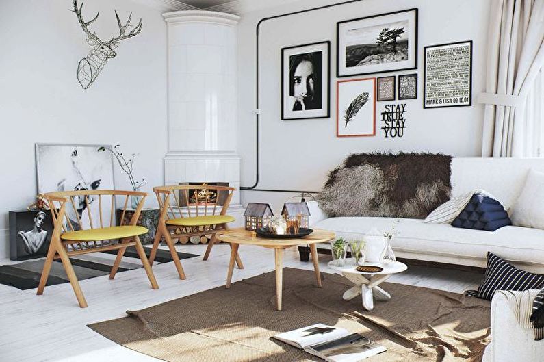 Obývacia izba - dizajn bytu v škandinávskom štýle