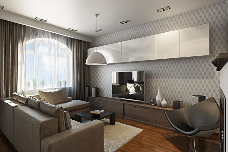 Sala de estar - Diseño de un apartamento en estilo moderno.