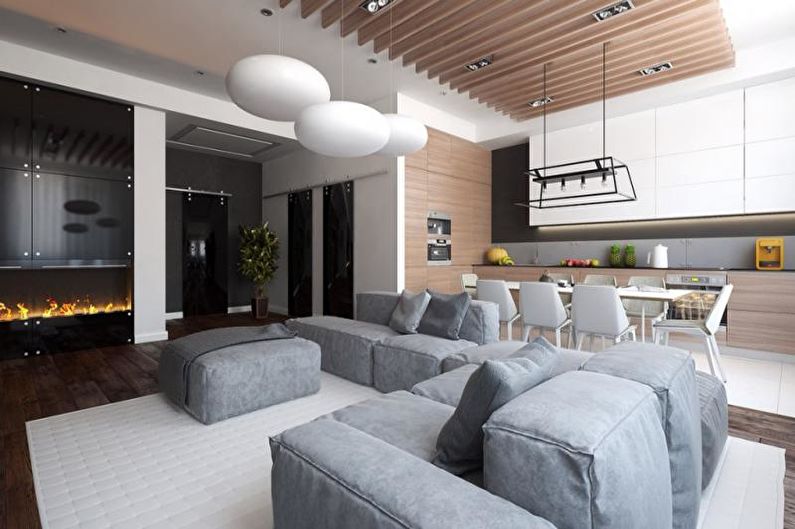 Sala de estar - Diseño de un apartamento en estilo moderno.