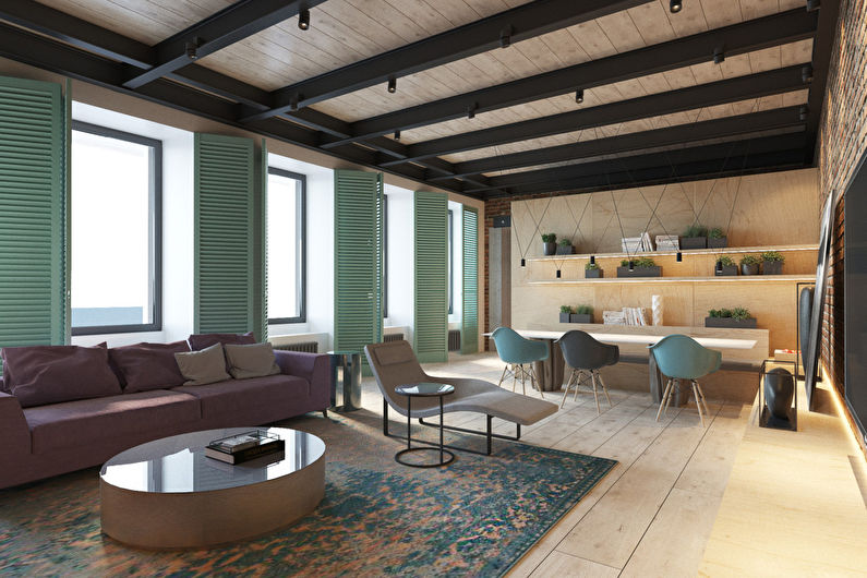 Design apartament în stil mansardă, 225 m2 - fotografie