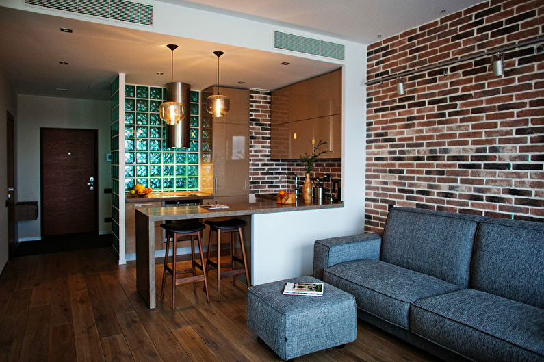 Design de apartament în stil loft pentru un burlac - fotografie