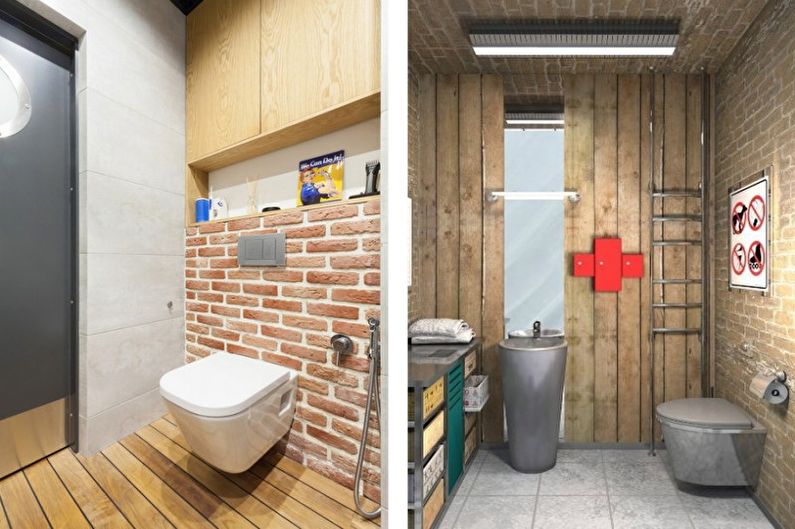 Liten loftstil -toalett - interiørdesign
