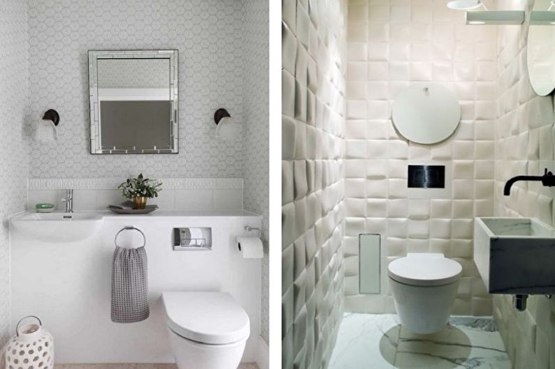 Biela malá toaleta - interiérový dizajn