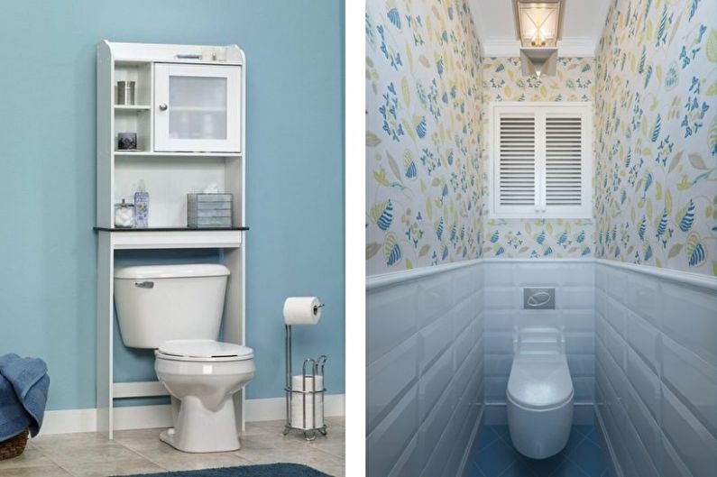 Malé modré WC - interiérový dizajn