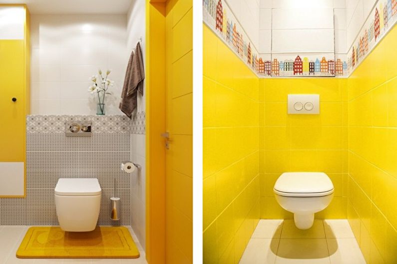 Κίτρινη μικρή τουαλέτα - εσωτερική διακόσμηση