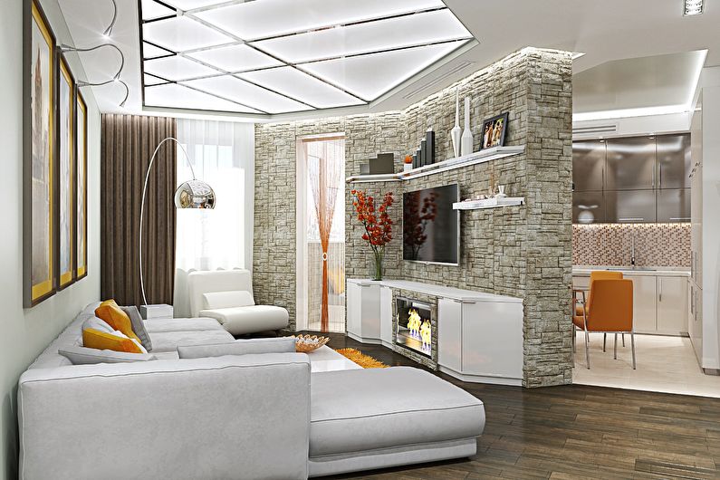 Malá obývačka neštandardného tvaru - interiérový dizajn