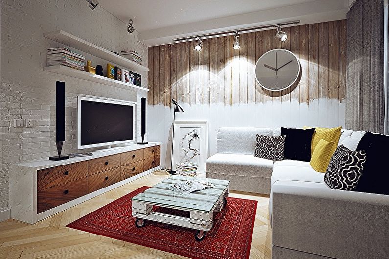 Living mic în stil mansardă - Design interior