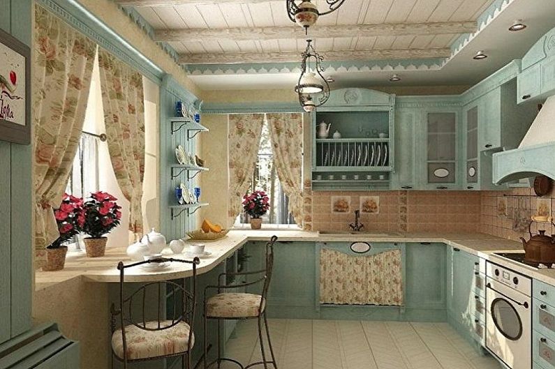 Lite kjøkken i Provence -stil - interiørdesign