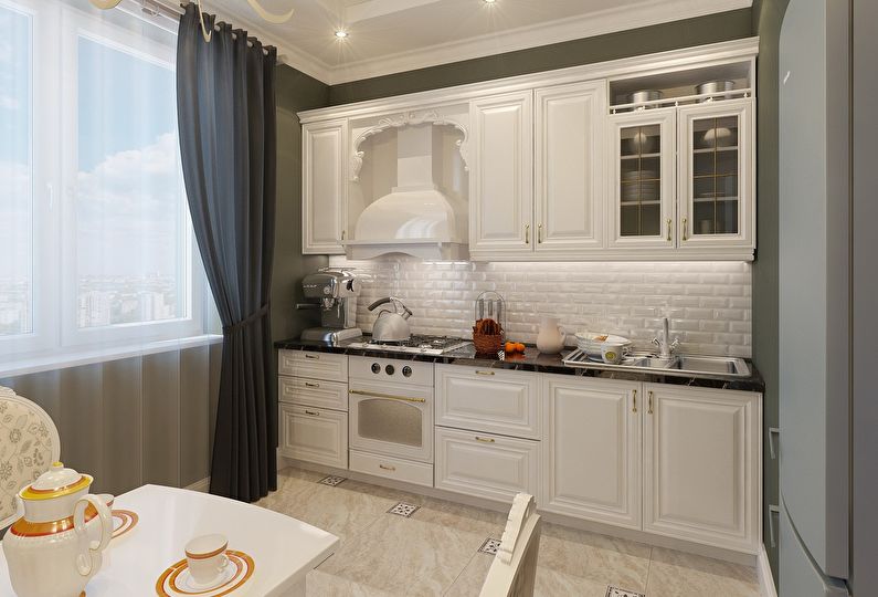 Pequena cozinha em estilo clássico - design de interiores