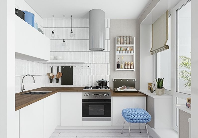 Pequena cozinha em branco - design de interiores