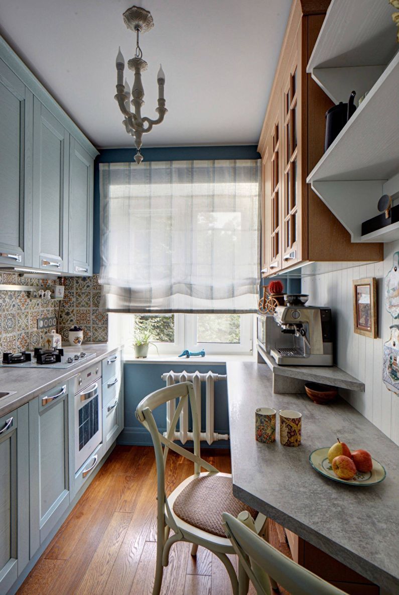Pequena cozinha estreita (retangular) - design de interiores