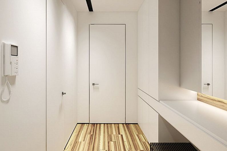 Pequeño pasillo en el estilo del minimalismo - Diseño de interiores