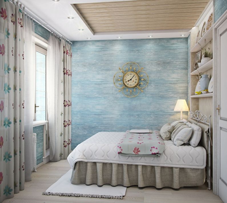 Design av ett litet sovrum i Provence -stil - foto