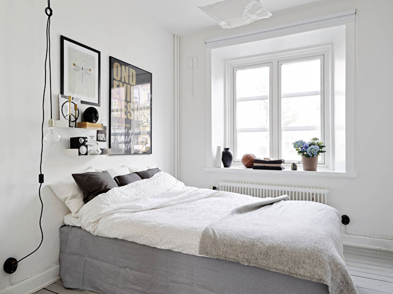 Diseño de dormitorio pequeño de estilo escandinavo - foto