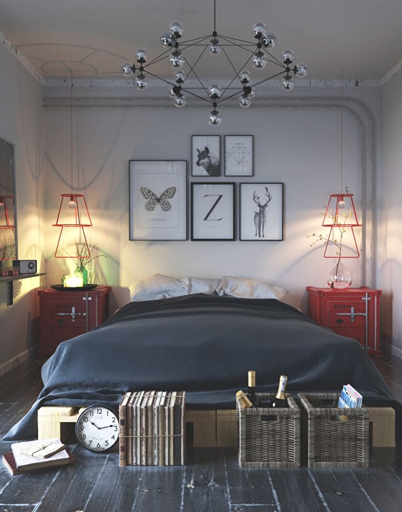 Diseño de dormitorio pequeño de estilo escandinavo - foto