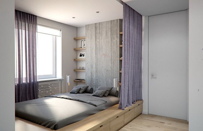 Diseño de piso en un dormitorio pequeño - foto