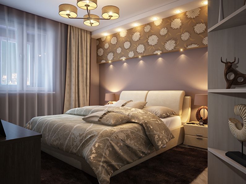 Design av ett litet sovrum i modern stil - foto