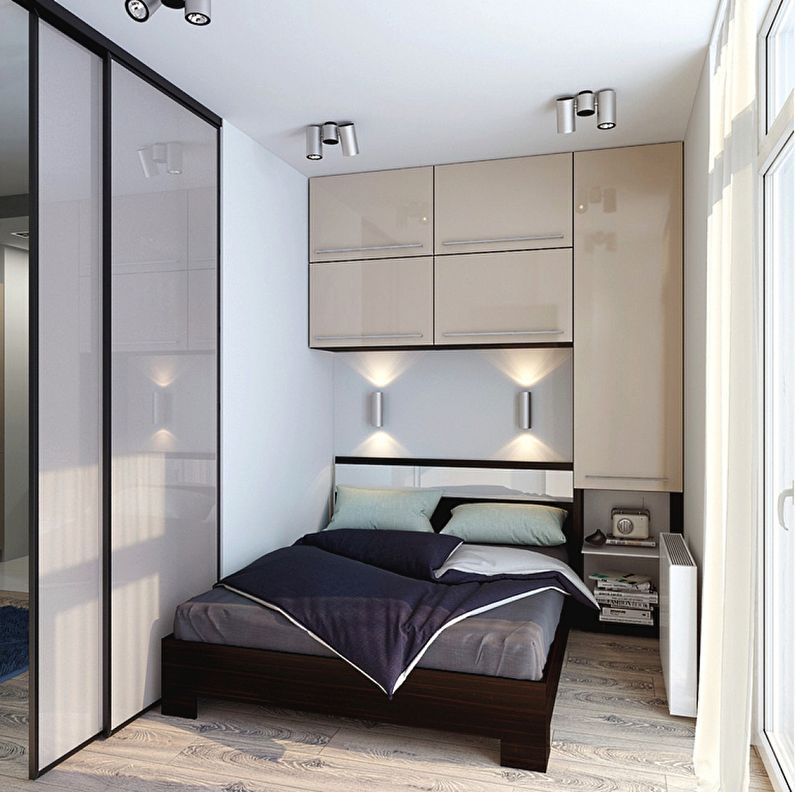 Diseño de un dormitorio pequeño de 5-6 metros cuadrados. - Foto