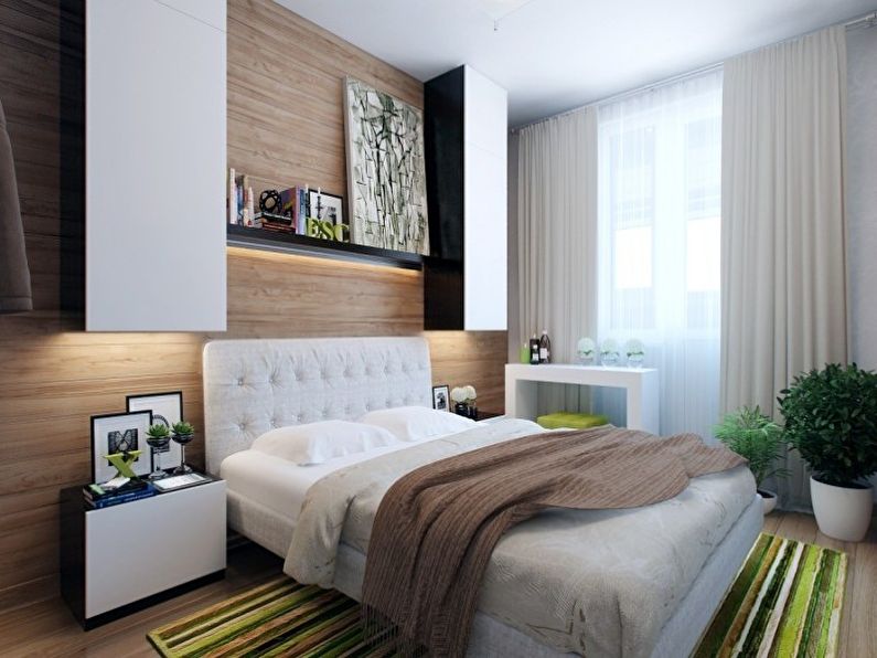 Diseño de un dormitorio pequeño de 7-8 metros cuadrados. - Foto