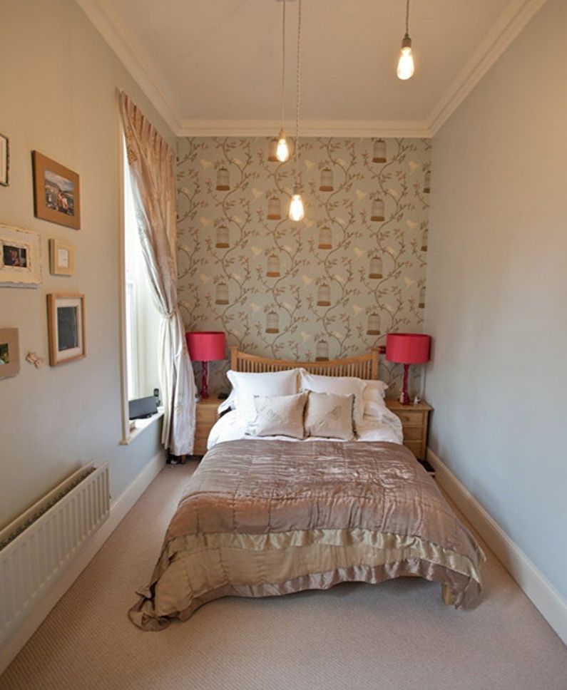 Diseño de un dormitorio pequeño de 7-8 metros cuadrados. - Foto