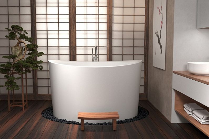 חדר אמבטיה קטן בסגנון יפני - עיצוב פנים