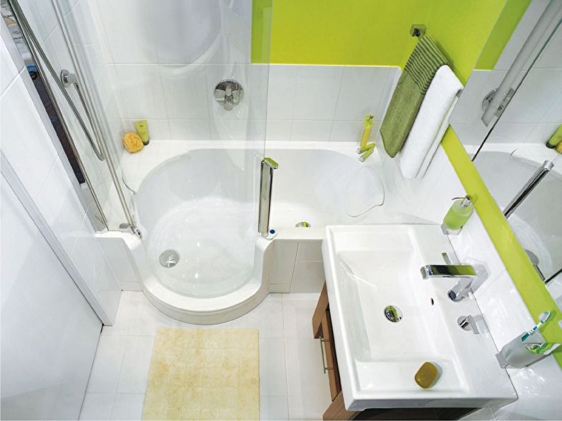 Projekt łazienki 3 mkw. w odcieniach zieleni - zdjęcie