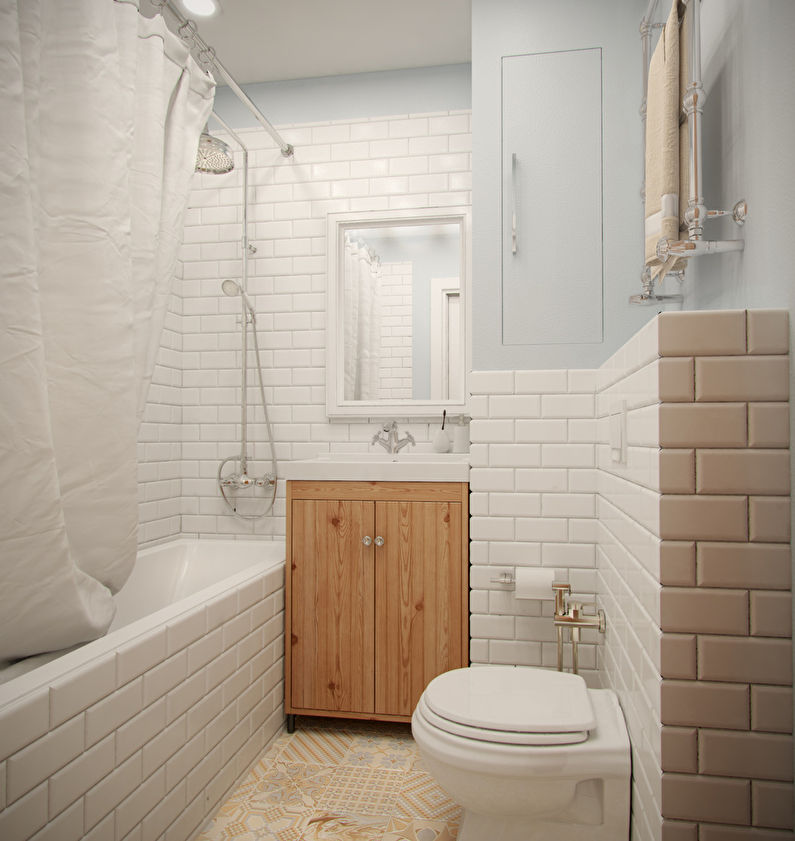 Projekt łazienki 3 mkw. w skandynawskim stylu - zdjęcie
