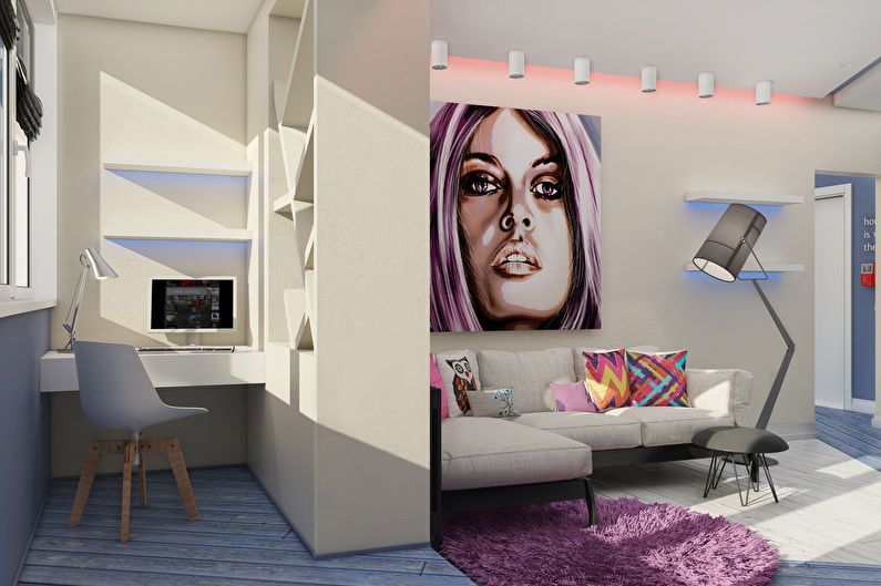 Pop art studio lägenhet design