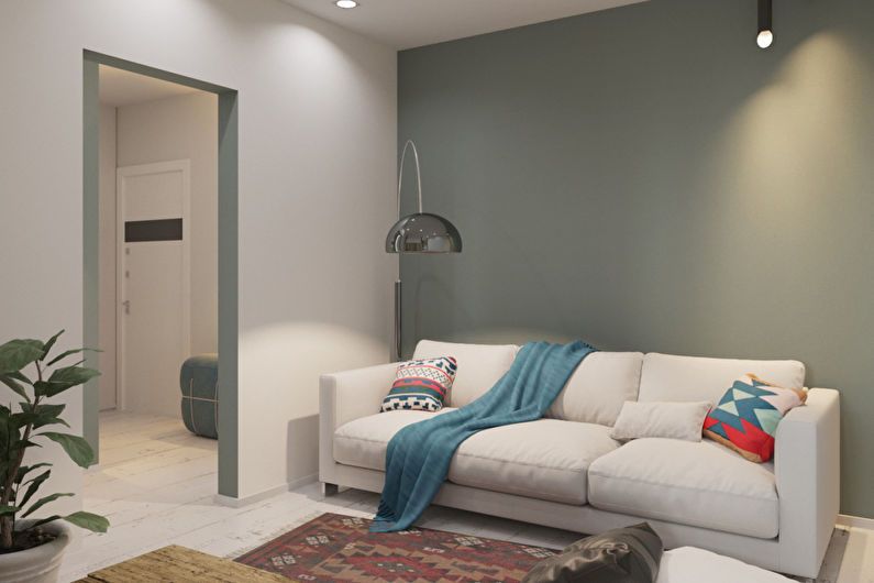 Design av en ett-rums lägenhet i stil med minimalism
