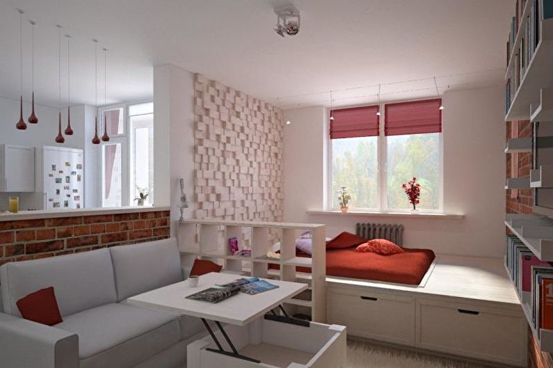 Oblikovanje enosobnega stanovanja 30 m2 - Podij
