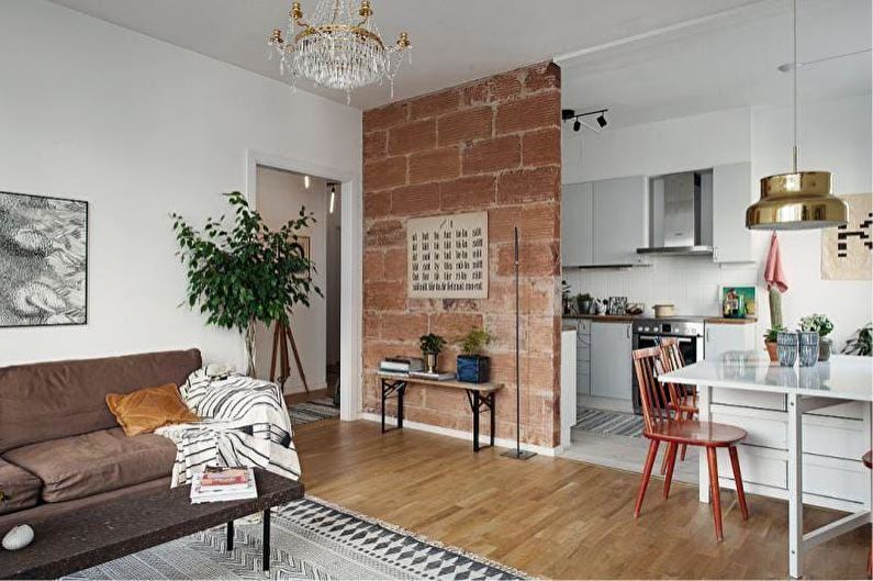 Oblikovanje enosobnega stanovanja 30 m2 - Notranji slog