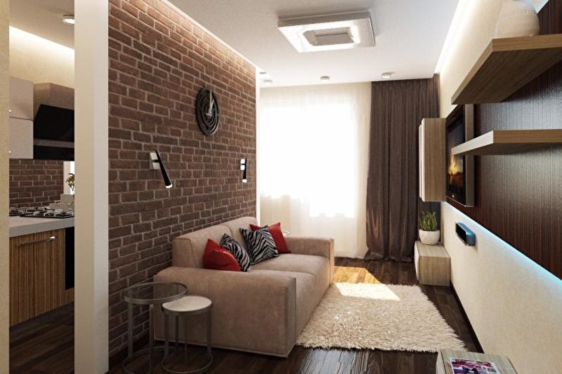 Diseño interior de un apartamento de una habitación de 30 metros cuadrados. - Foto