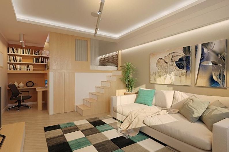Notranja zasnova enosobnega stanovanja 30 m2. - Fotografija