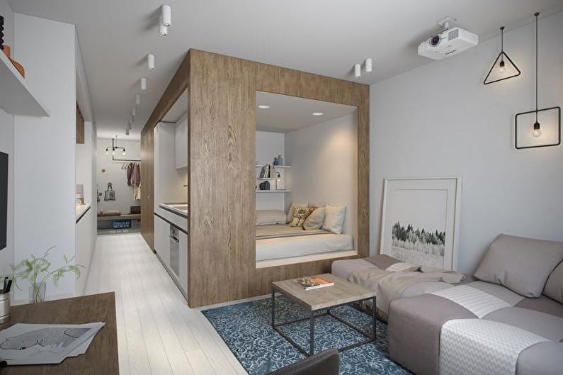 El diseño de un apartamento de una habitación de 30 metros cuadrados. - Disposición y zonificación
