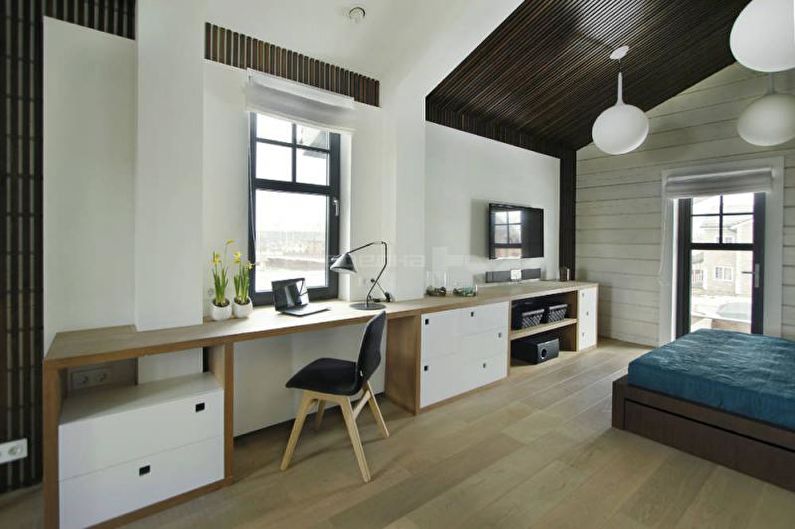 Design av en ett-roms leilighet 33 kvm. - Vinduskarmen i stedet for et bord