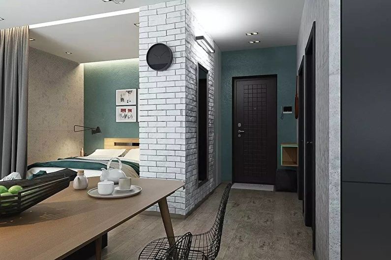 El diseño elegante de un apartamento de una habitación de 40 metros cuadrados.