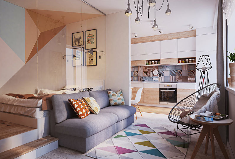 Apartamento estúdio moderno de 40 m² - Design de interiores