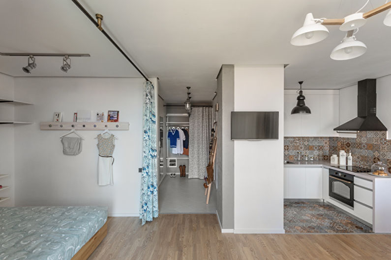 El diseño de un apartamento de una habitación de 40 metros cuadrados. en Kiev