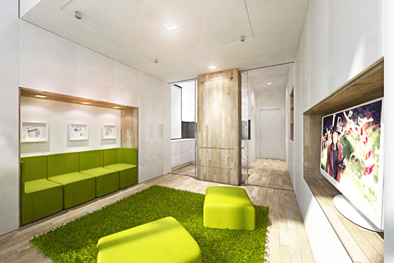 Apartamento transformador de um cômodo com área de 40 m2. - Design de interiores
